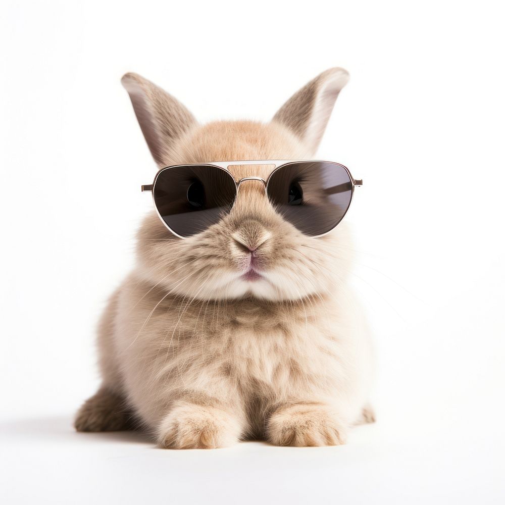 Cute little bunny rabbit sunglasses mammal animal. AI generated Image by rawpixel.