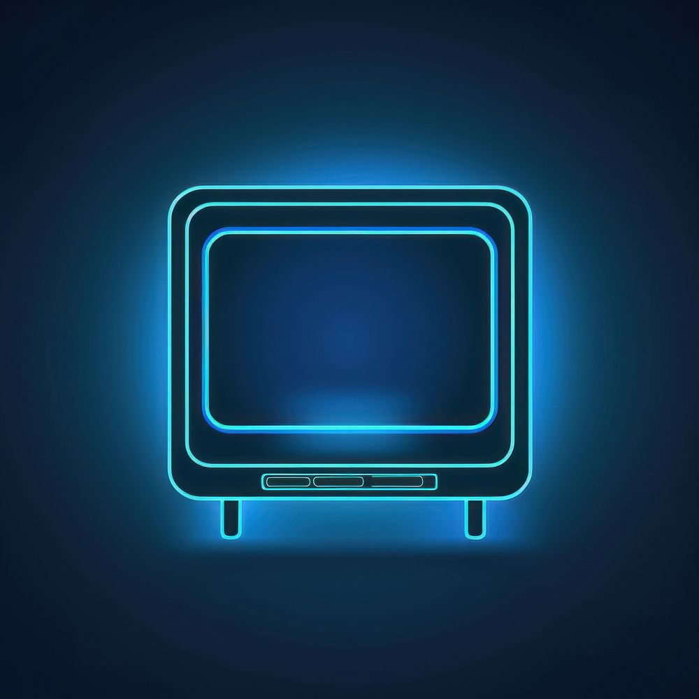 Old television analog icon neon screen light. AI generated Image by rawpixel.