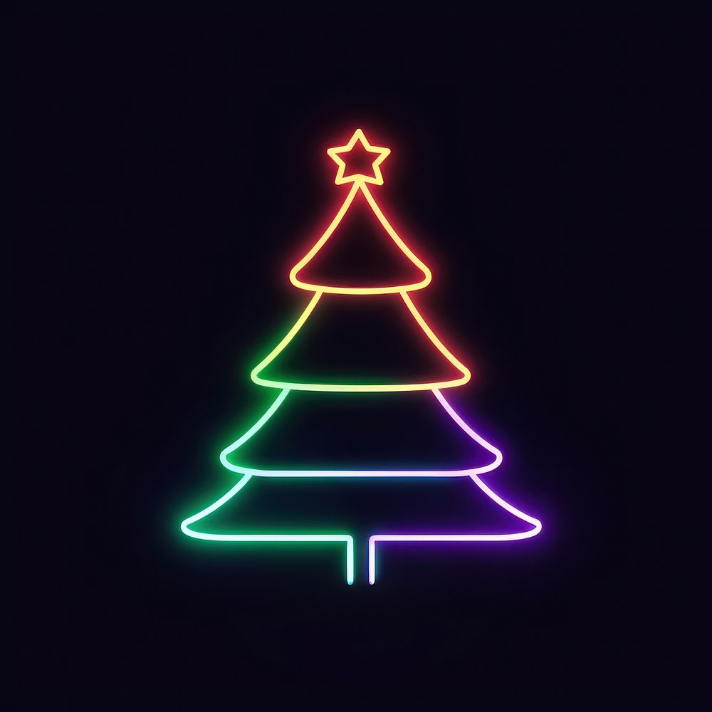 Christmas tree icon neon light night. AI generated Image by rawpixel.