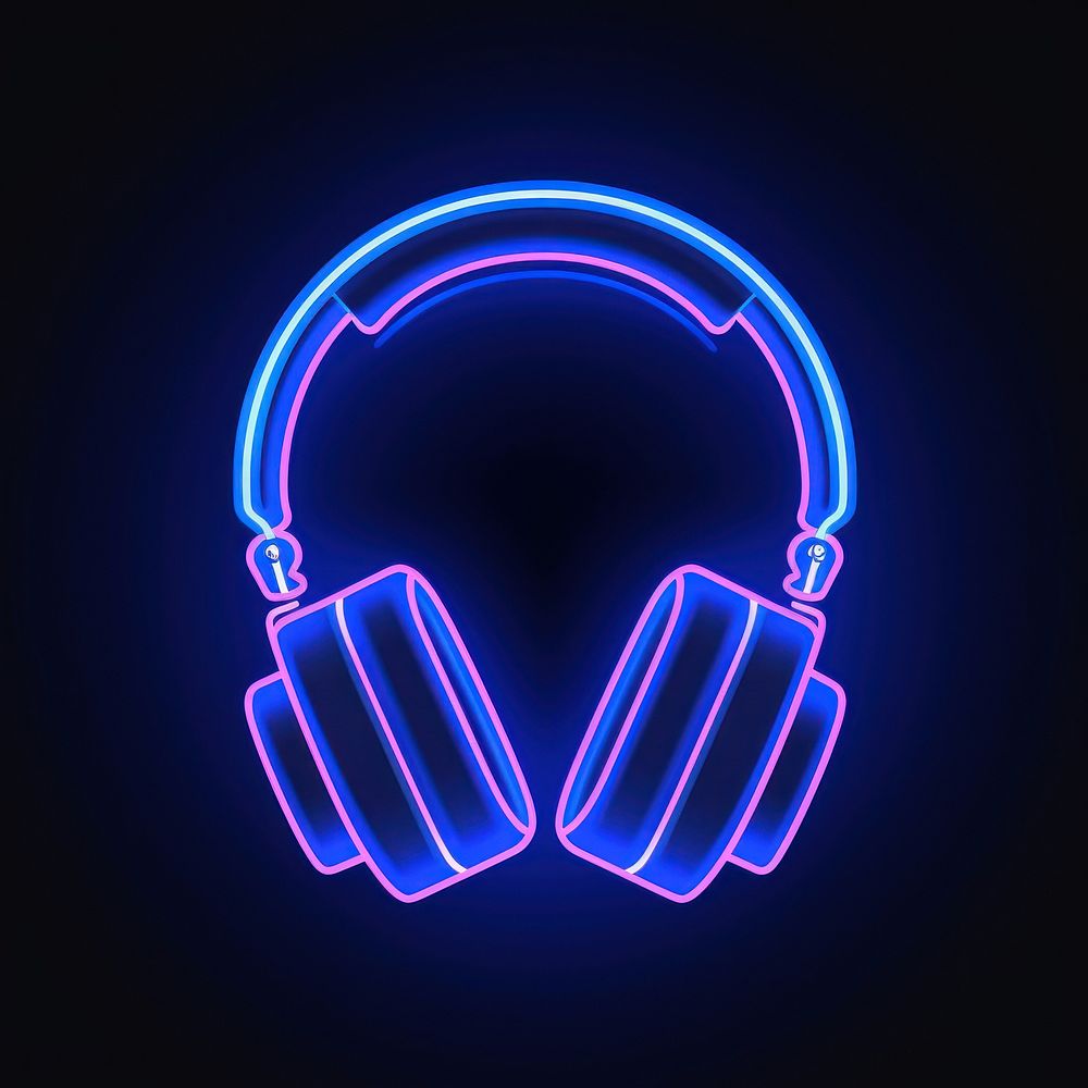 Headphones icon light neon line. AI generated Image by rawpixel.