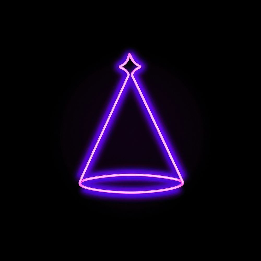 Party hat icon neon purple light. AI generated Image by rawpixel.
