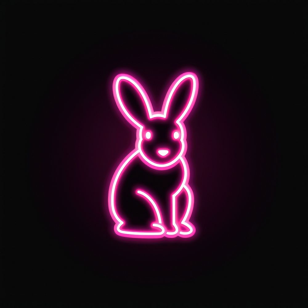 Rabbit icon neon light night. AI generated Image by rawpixel.