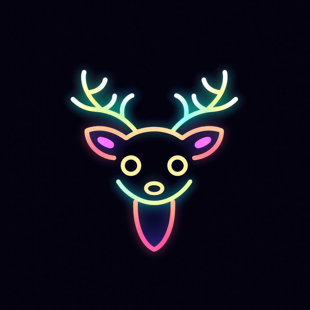 Reindear christmas cute neon purple nature. AI generated Image by rawpixel.