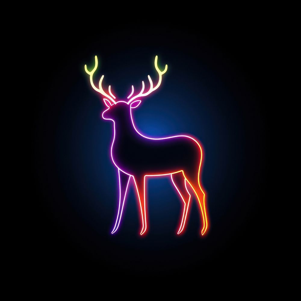 Reindear christmas neon animal mammal. AI generated Image by rawpixel.