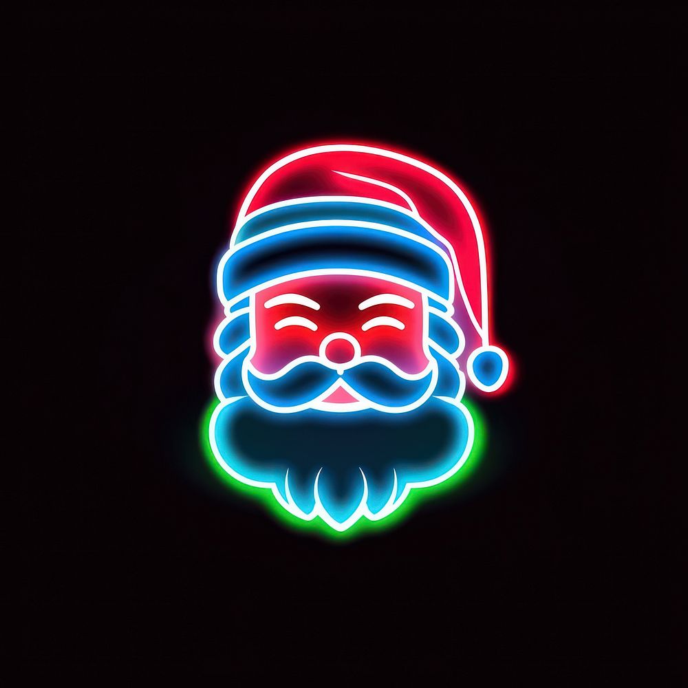 Santa claus neon light night. 