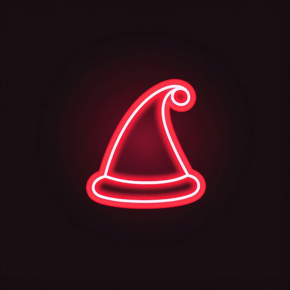 Santa hat icon neon light night. AI generated Image by rawpixel.