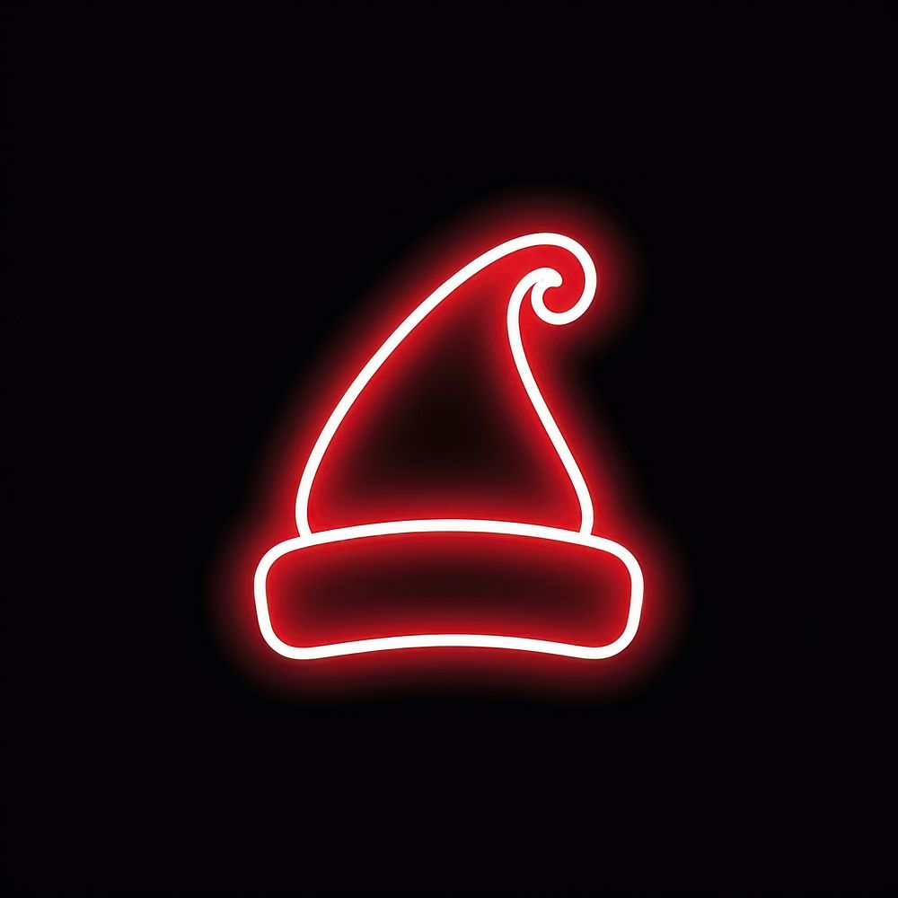Santa hat icon neon lighting night. AI generated Image by rawpixel.