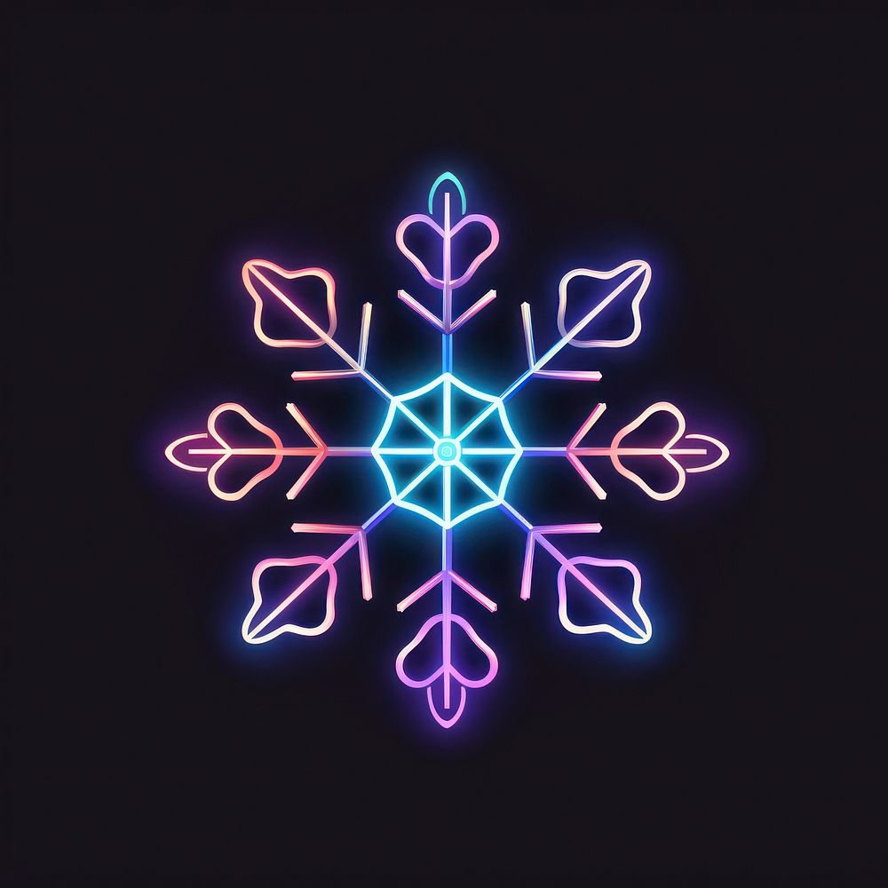 Snowflake neon purple light. AI generated Image by rawpixel.