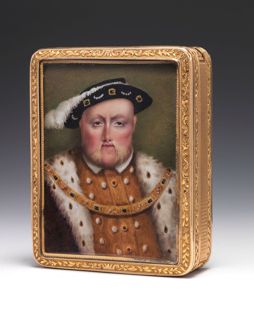 Snuffbox with portraits of Henry VIII and and Jane Seymour with presentation inscription