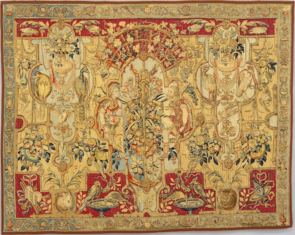 Panel with grotesques, from a set of bed hangings