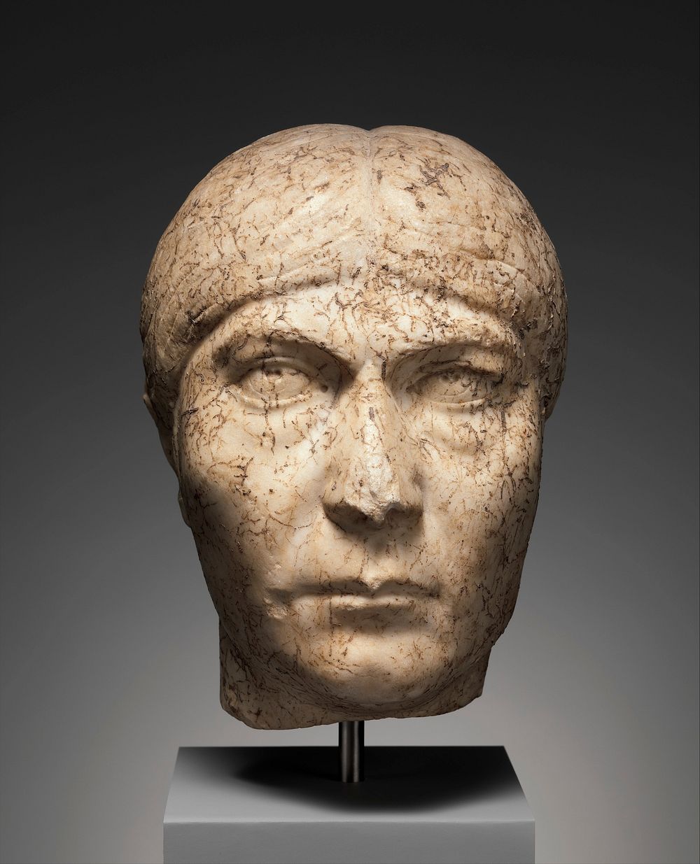Marble portrait head of a woman