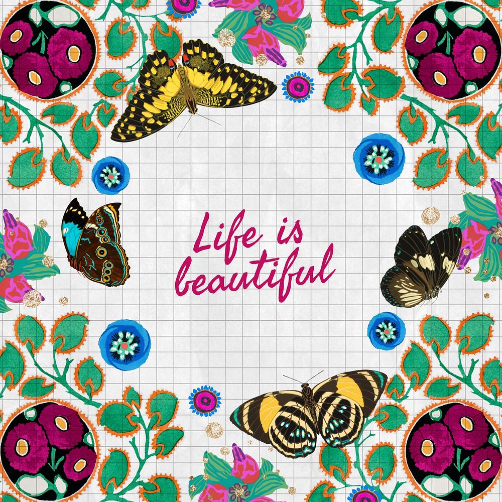 Life quote, art collage Instagram post template