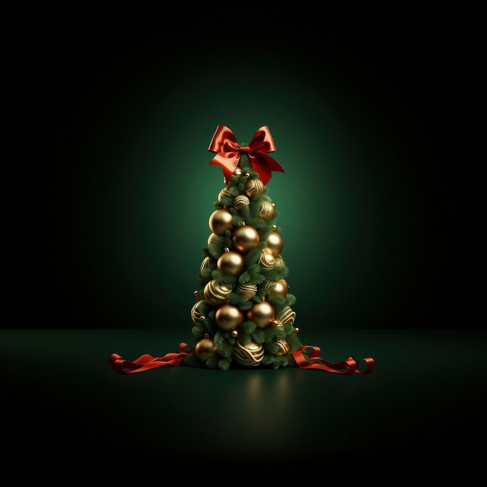 Christmas tree christmas ribbon green. AI generated Image by rawpixel.