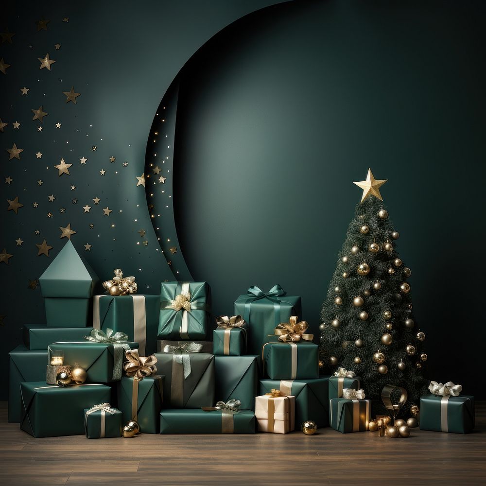 Christmas christmas green gift. AI generated Image by rawpixel.