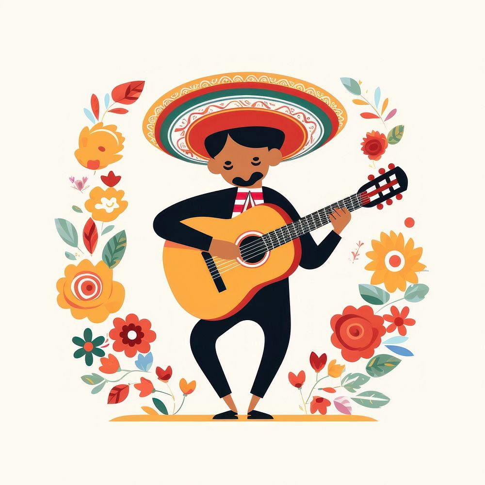Musician sombrero guitar performance. AI generated Image by rawpixel.