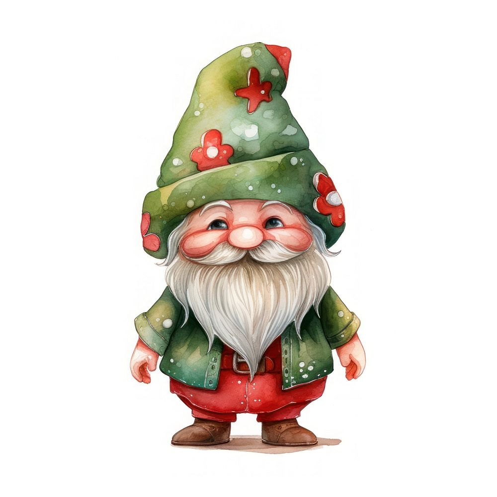 Flat watercolor paint graphic gnome figurine. AI generated Image by rawpixel.