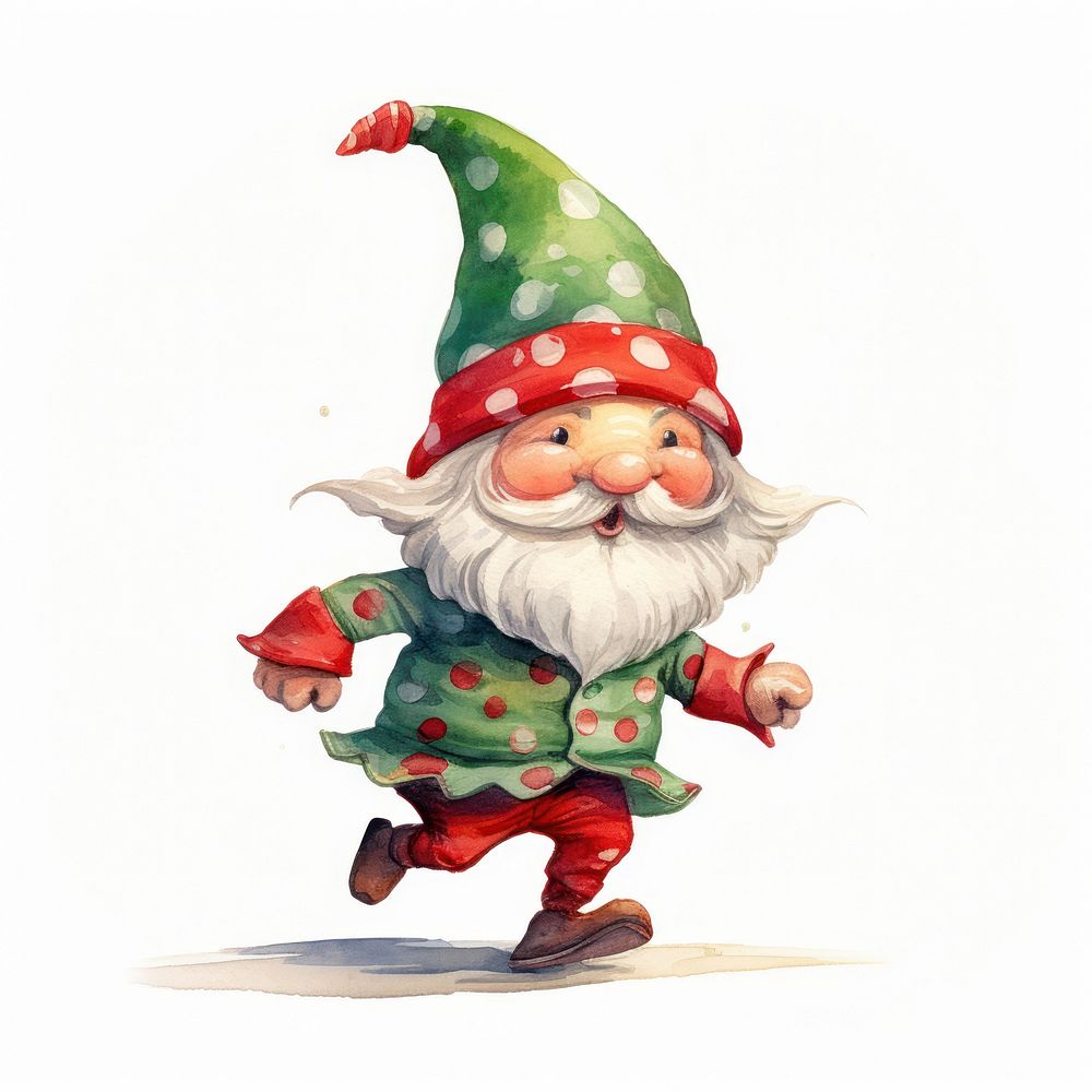 Flat watercolor paint graphic gnome representation. AI generated Image by rawpixel.