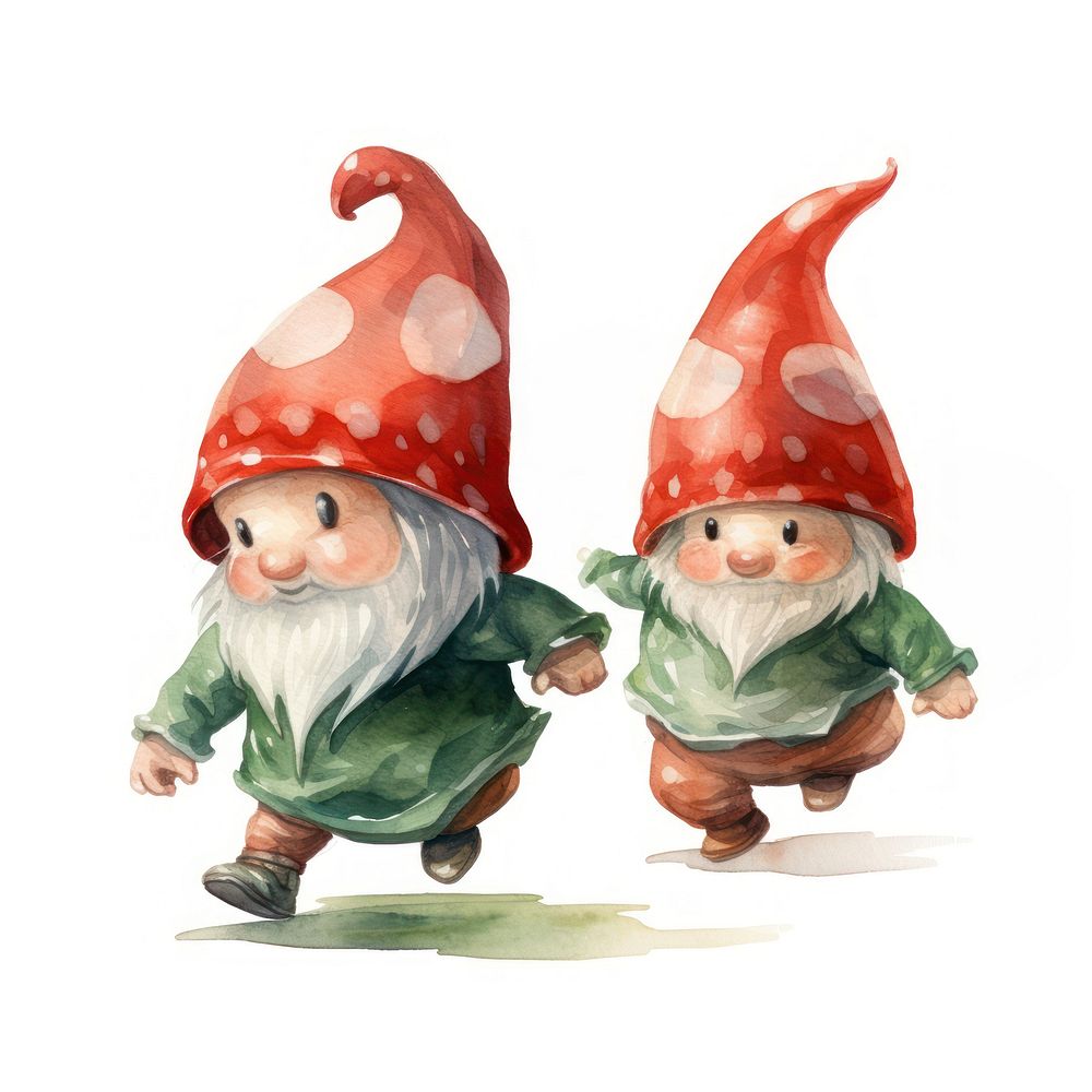 Flat watercolor paint graphic gnome togetherness. AI generated Image by rawpixel.