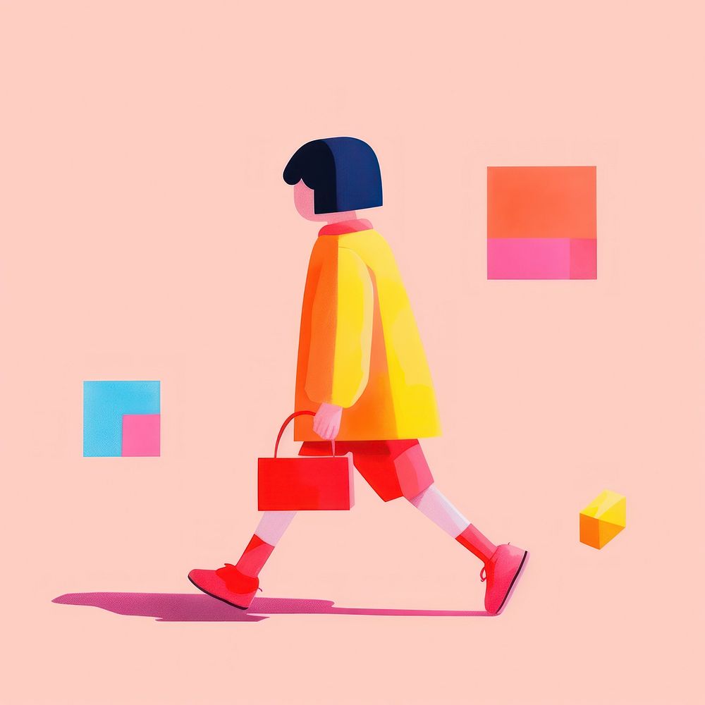 Character children art walking bag. AI generated Image by rawpixel.