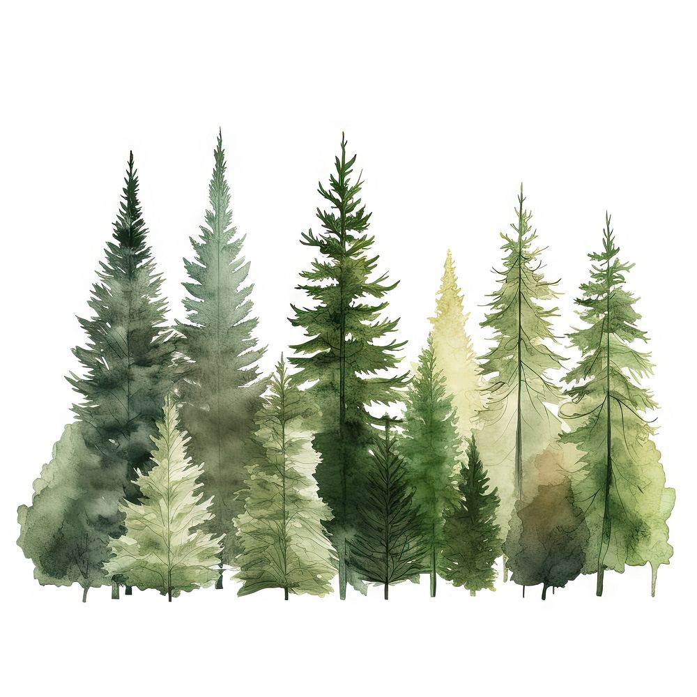 Different spruce green trees fir forest plant. AI generated Image by rawpixel.