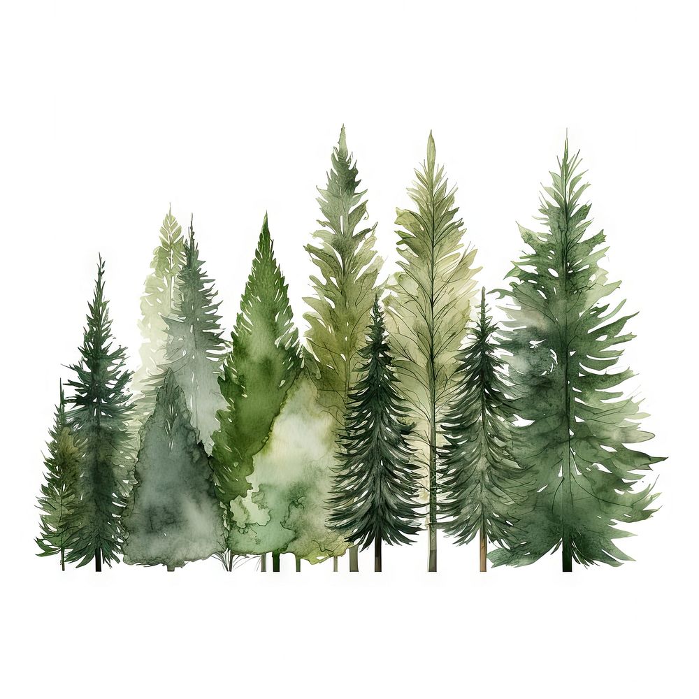 Different spruce green trees fir forest plant. AI generated Image by rawpixel.