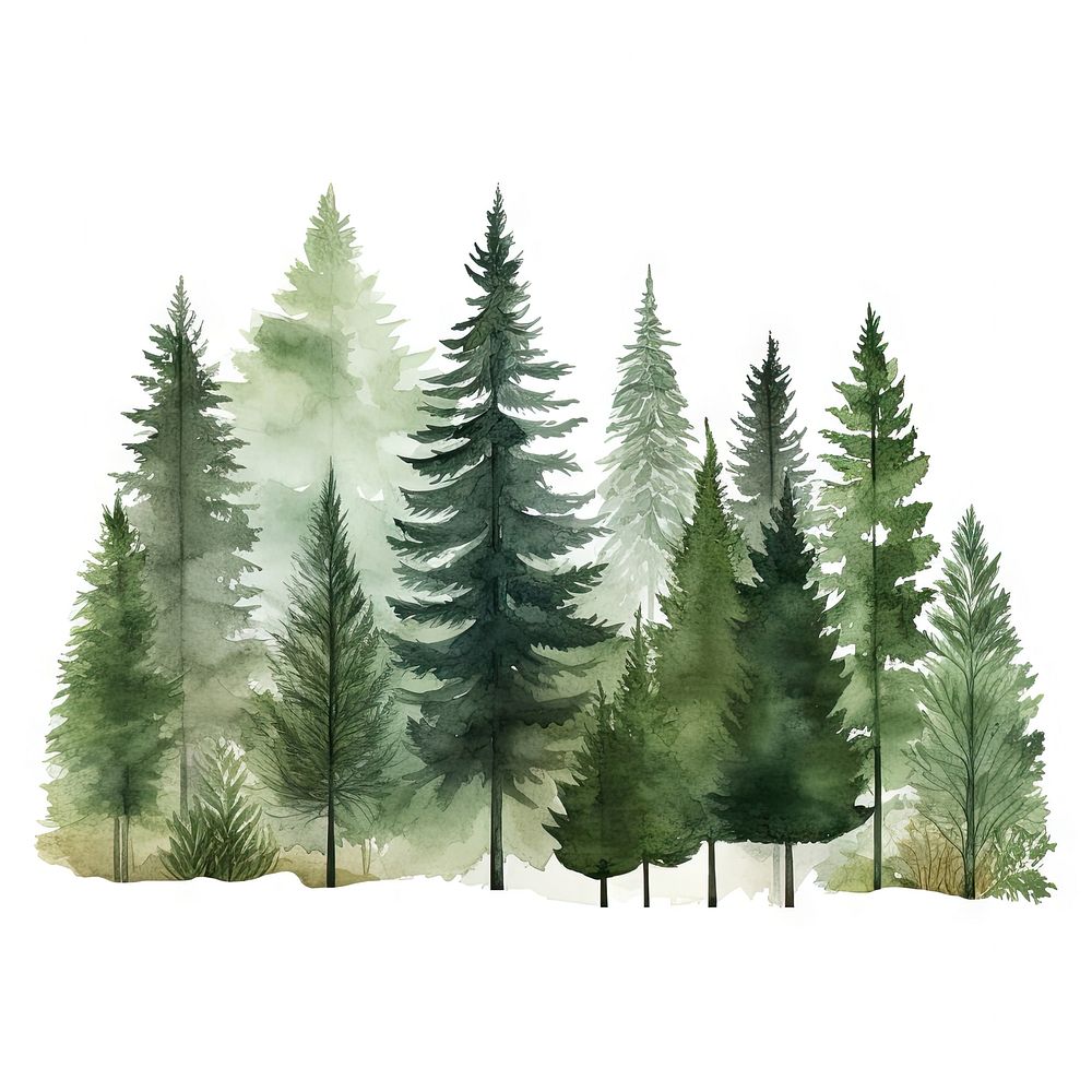 Different spruce green trees forest land fir. AI generated Image by rawpixel.