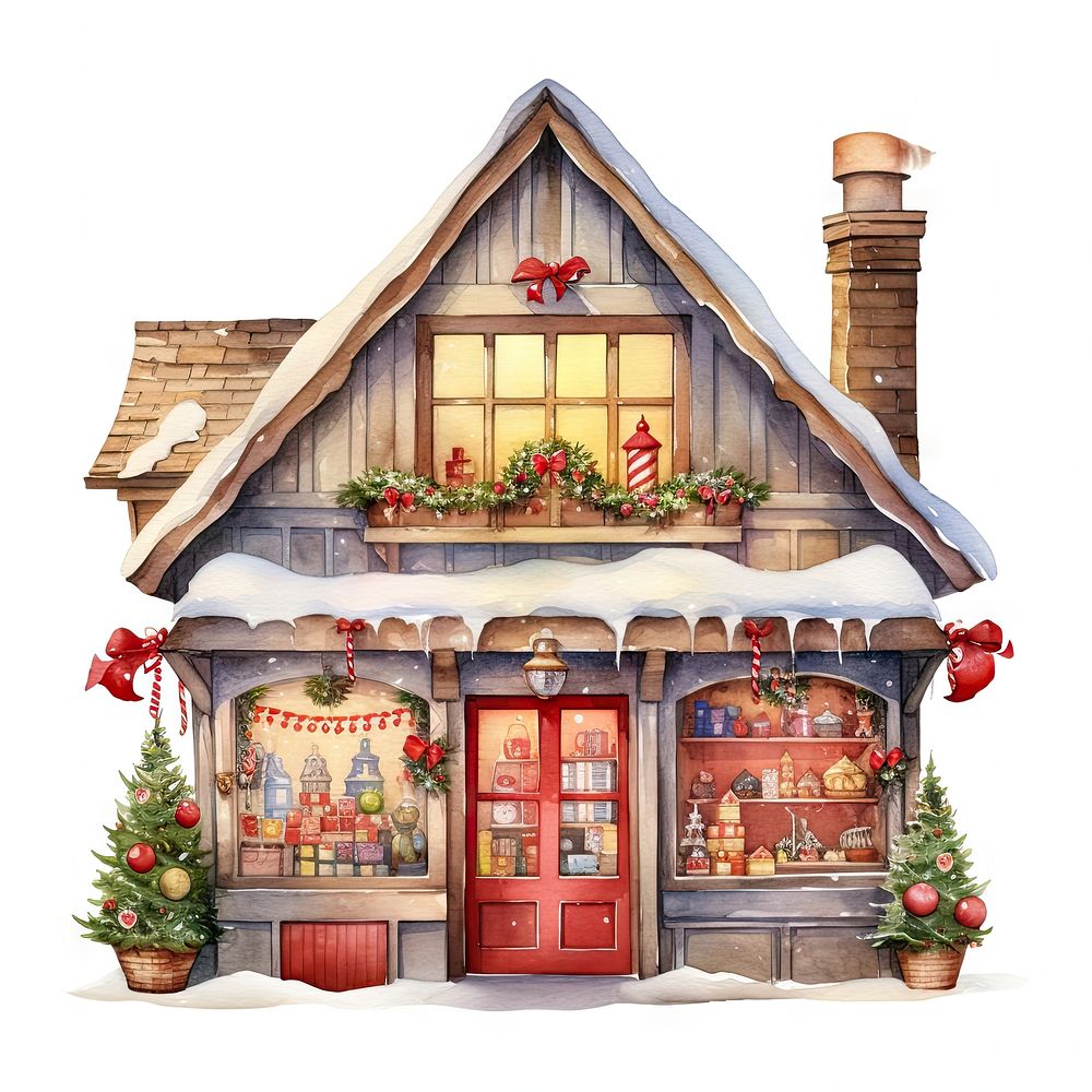 Christmas toy shop white background confectionery architecture. AI generated Image by rawpixel.