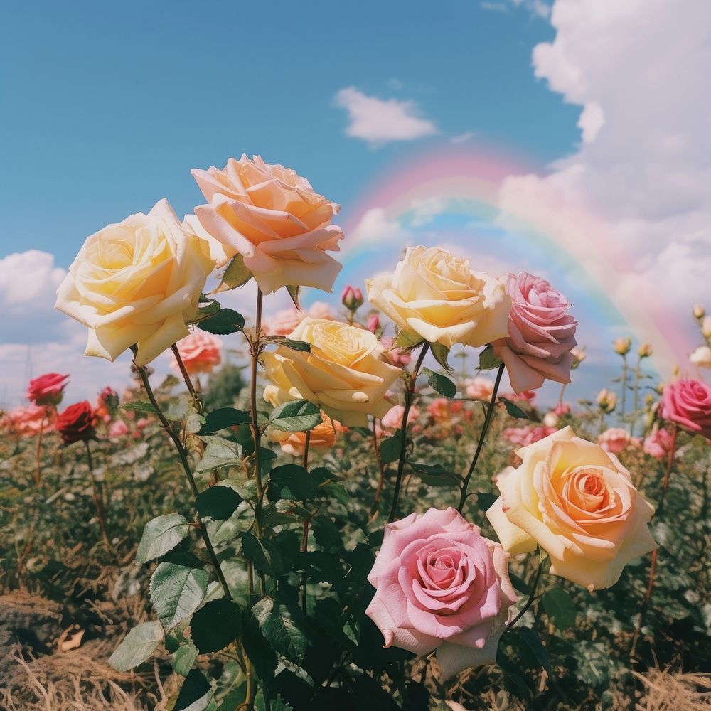Roses sky outdoors flower. AI generated Image by rawpixel.