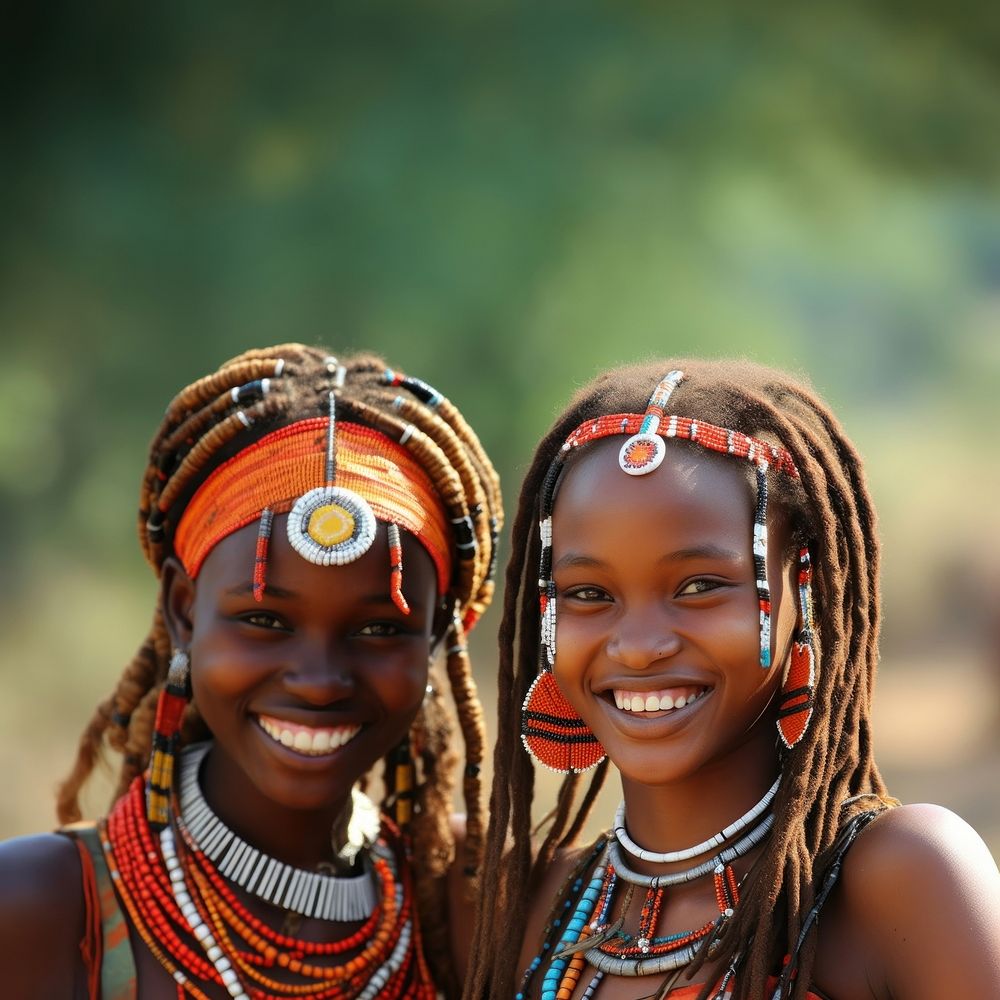 African tribe people smiling smile togetherness. AI generated Image by rawpixel.