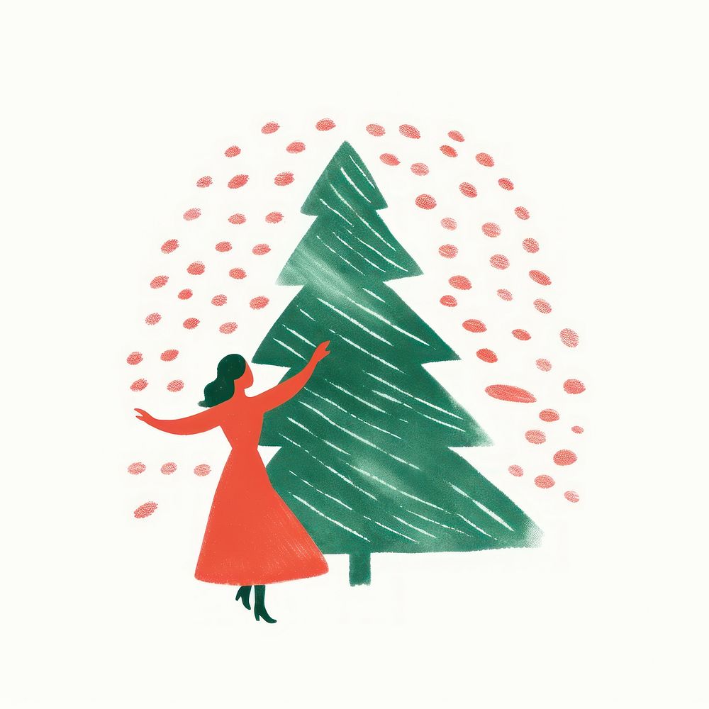 Woman christmas dancing tree. AI | Free Photo Illustration - rawpixel