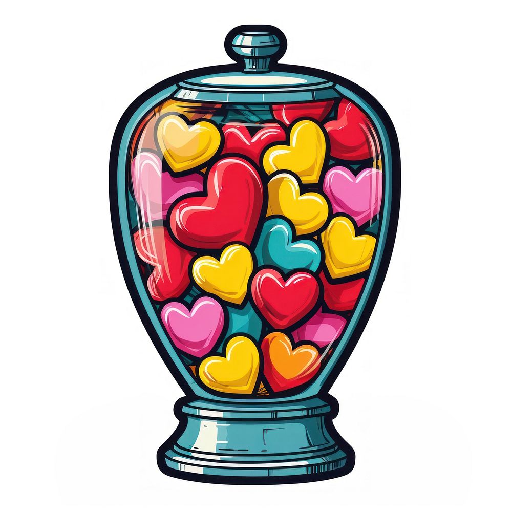 Candy heart confectionery jar white background. AI generated Image by rawpixel.