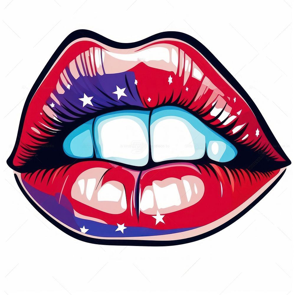 Lips lipstick teeth moustache. AI generated Image by rawpixel.