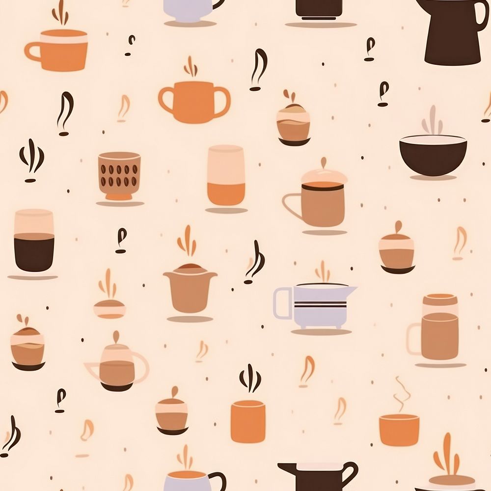 Coffee backgrounds pattern cup. AI generated Image by rawpixel.