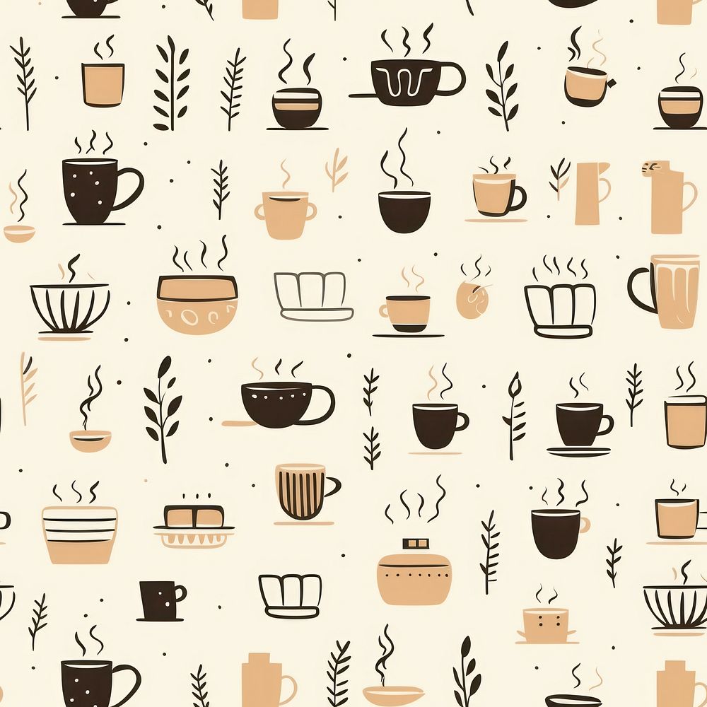 Coffee pattern backgrounds drink. AI generated Image by rawpixel.