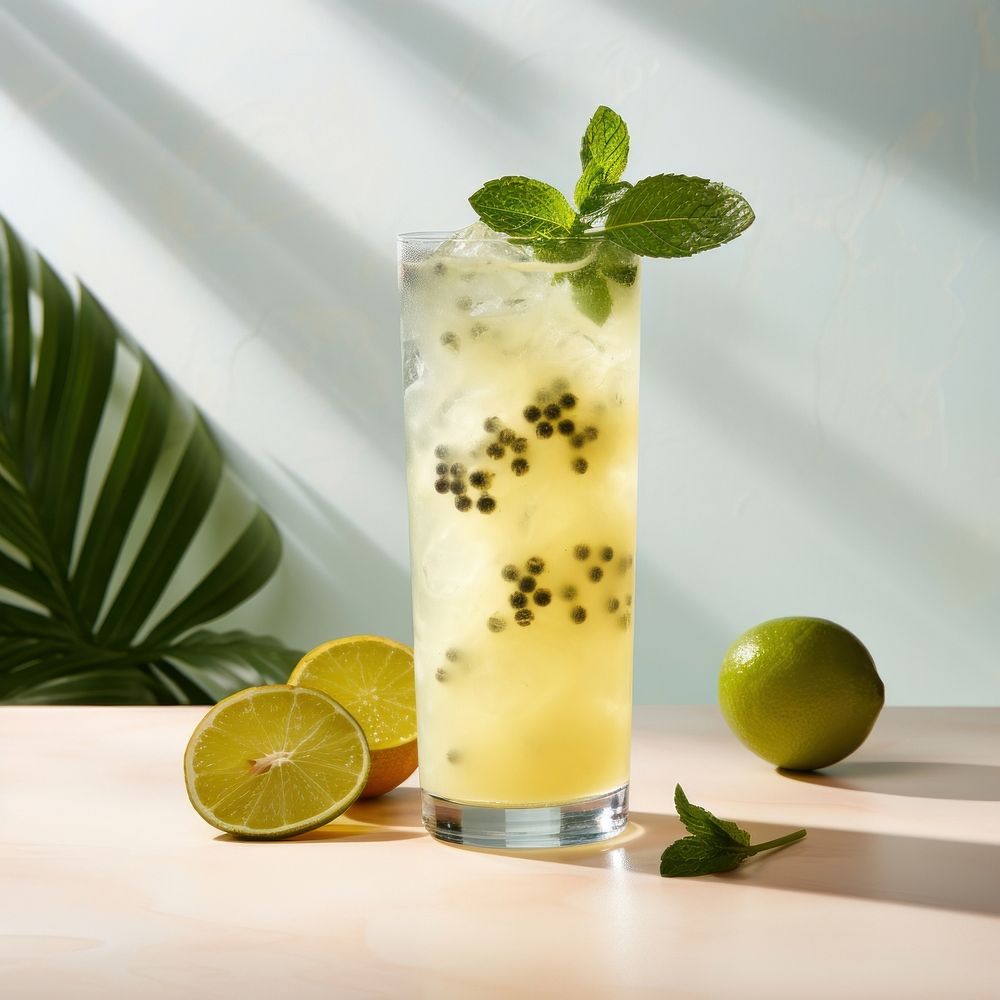 One passion fruit mojito cocktail drink plant. AI generated Image by rawpixel.