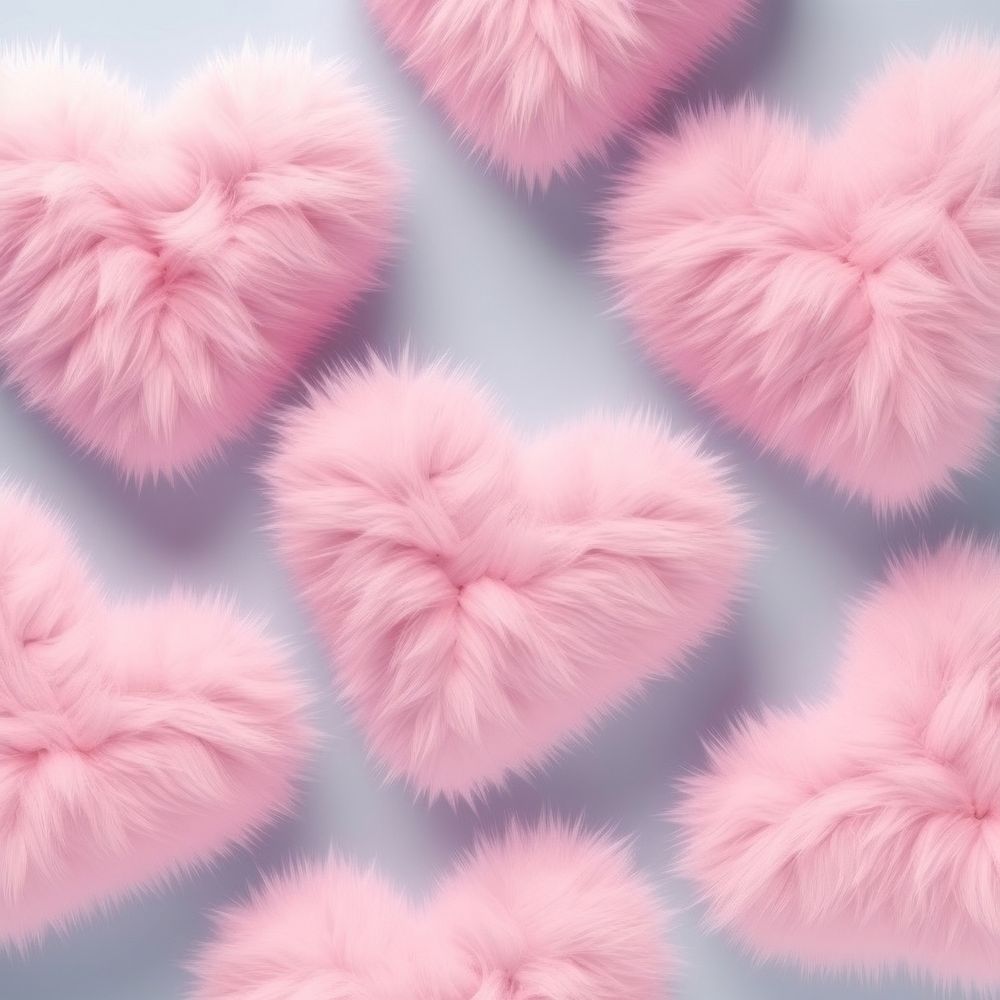 Fur fluffy hearts backgrounds pattern softness. AI generated Image by rawpixel.