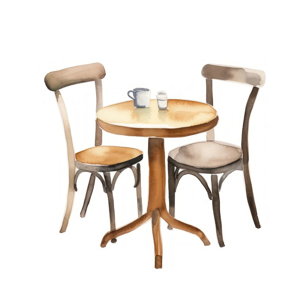 Cafe table furniture chair cup. AI generated Image by rawpixel.