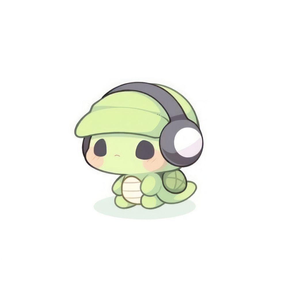 Turtle character cartoon drawing headphones. AI generated Image by rawpixel.