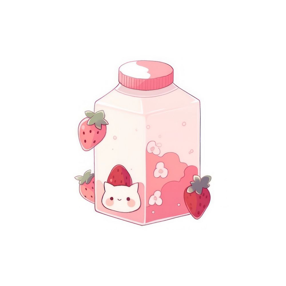 Strawberry container cartoon bottle. AI generated Image by rawpixel.