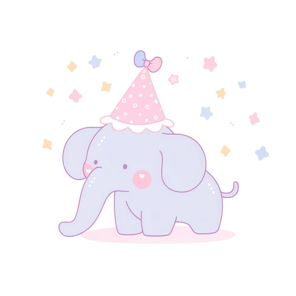 Birthday elephant drawing animal mammal. AI generated Image by rawpixel.