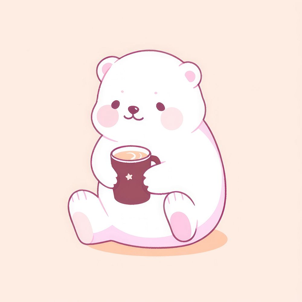 Polar bear drinking cocoa mammal cup mug. AI generated Image by rawpixel.