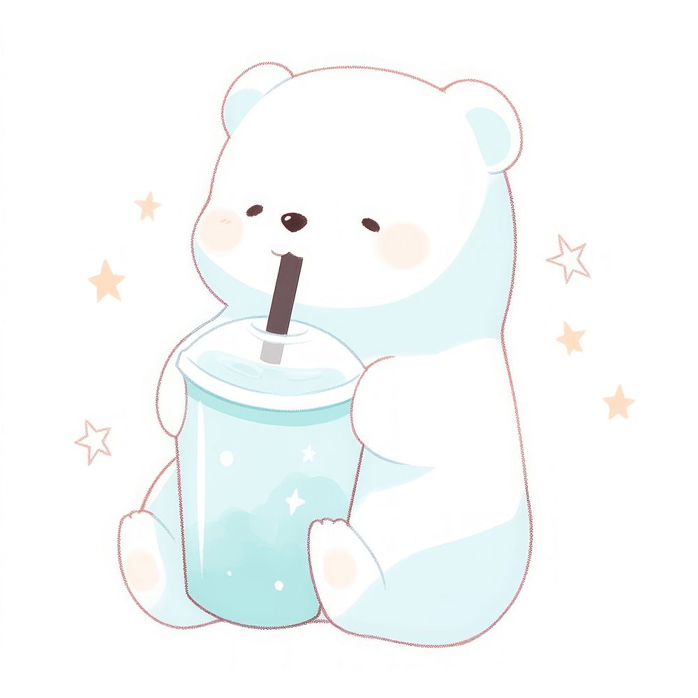 Polar bear drinking cocoa drawing refreshment illustrated. AI generated Image by rawpixel.