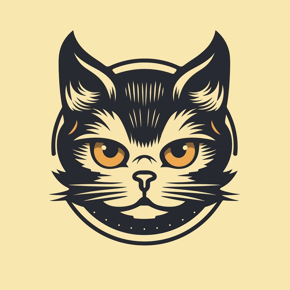Cat logo animal mammal. AI generated Image by rawpixel.
