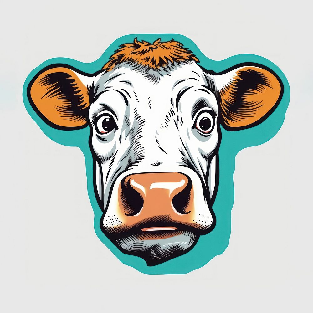 Bull pop art sticker livestock mammal animal. AI generated Image by rawpixel.