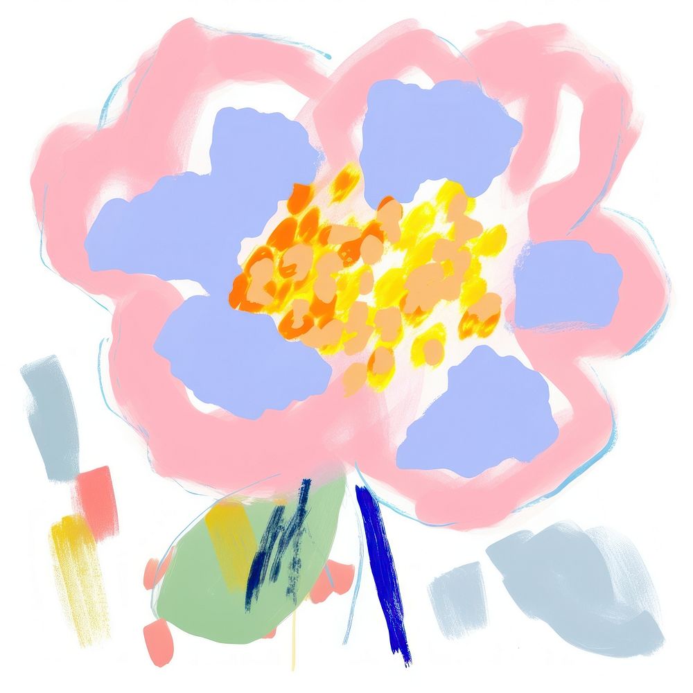 A flower painting abstract brush. AI generated Image by rawpixel.