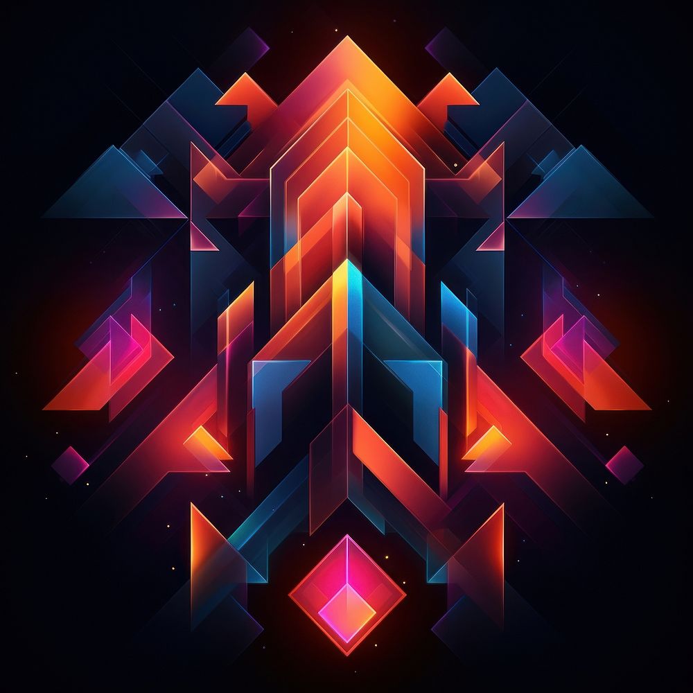 Glowing geometric shapes glowing pattern art. AI generated Image by rawpixel.