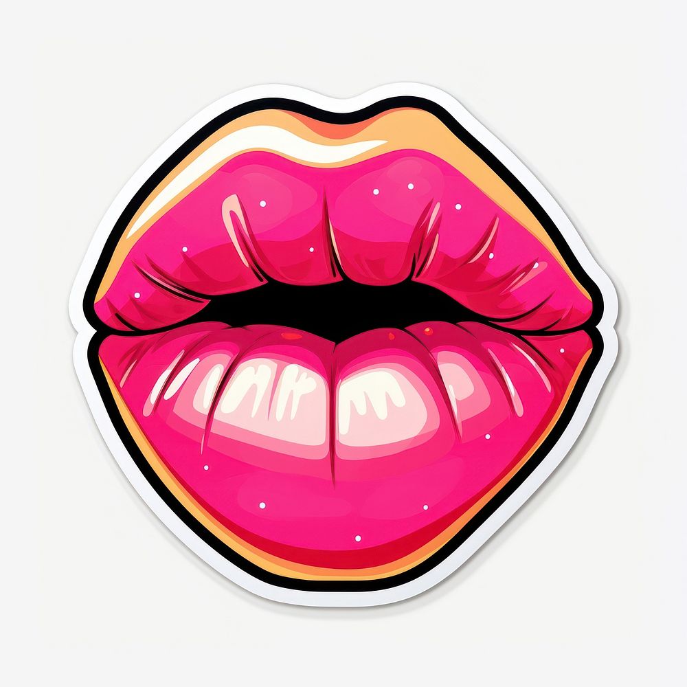 Lips lipstick cartoon white background. AI generated Image by rawpixel.
