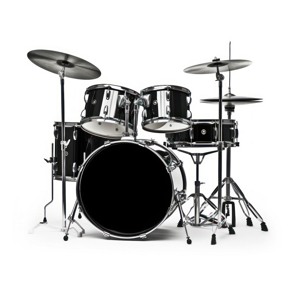Black and silver drum kit drums percussion black. AI generated Image by rawpixel.