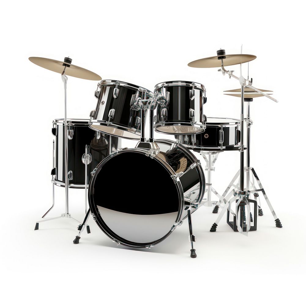 Black and silver drum kit drums percussion black. AI generated Image by rawpixel.