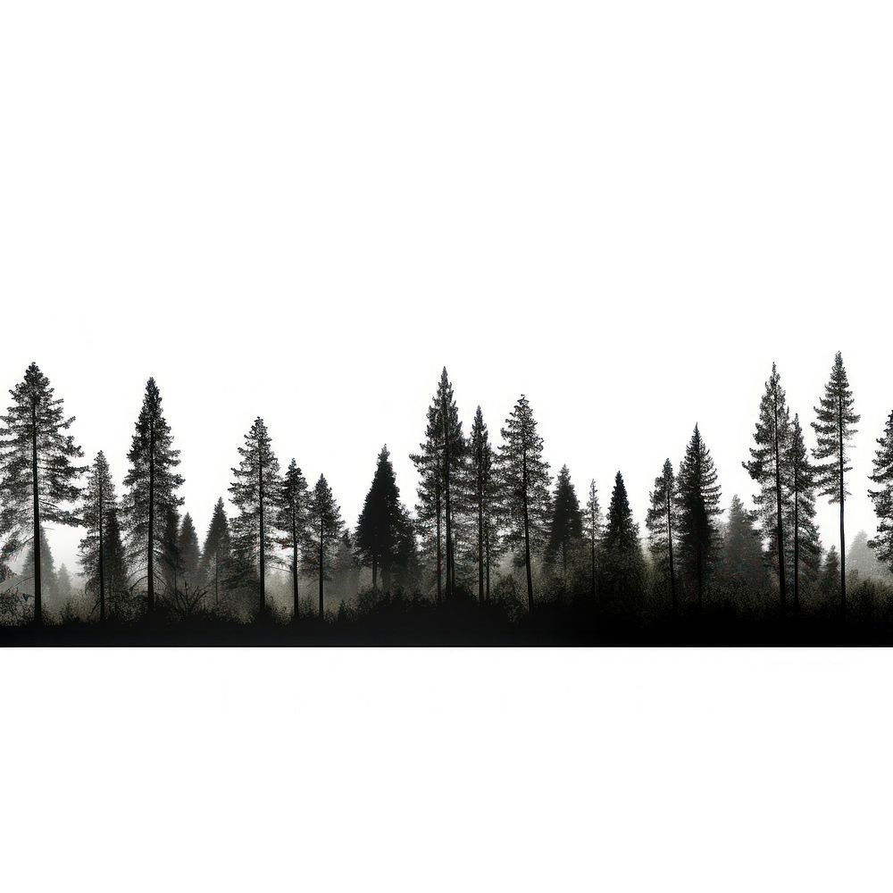 Black shadow pine trees Panorama pine trees horizon outdoors nature forest. AI generated Image by rawpixel.